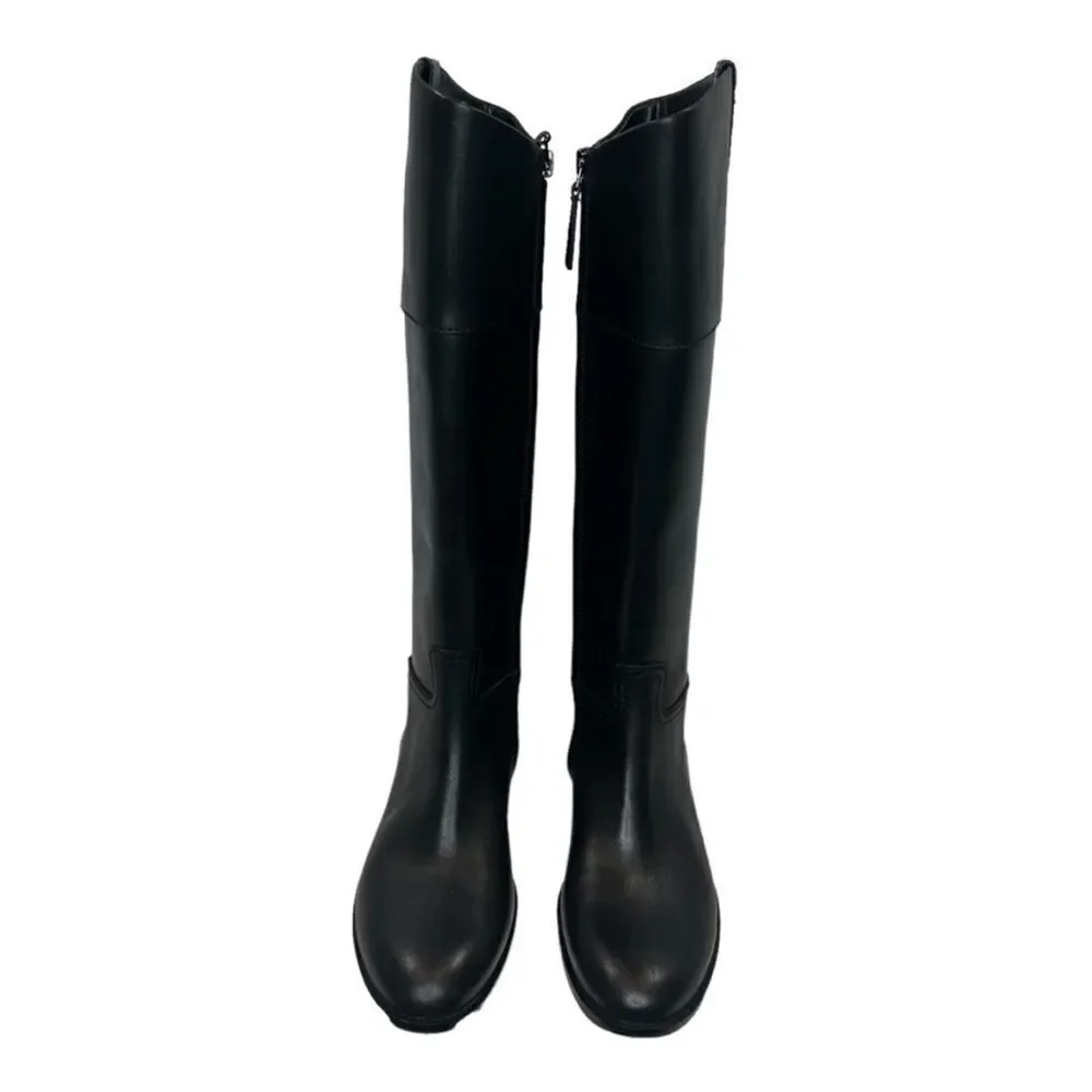 NWT TORY BURCH Double T Riding Black Leather Boots Size 7 $ 579.00